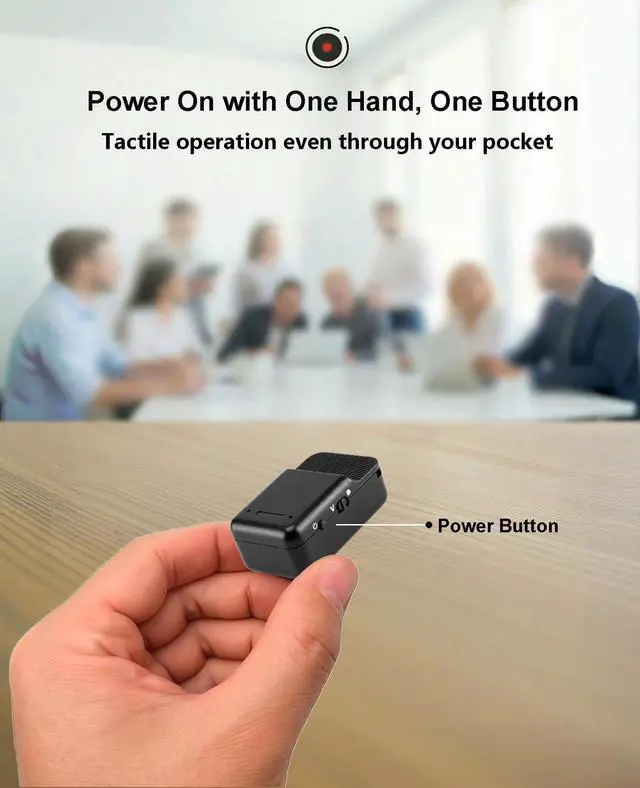Alt view image 3 of 7 - 64GB Thumb-Sized Voice Recorder - Mini & Hidden Recording Device, 600mAh Battery (30 Days Standby), Voice Activated Recorder with Noise Reduction for Meetings, Lectures, Interviews
