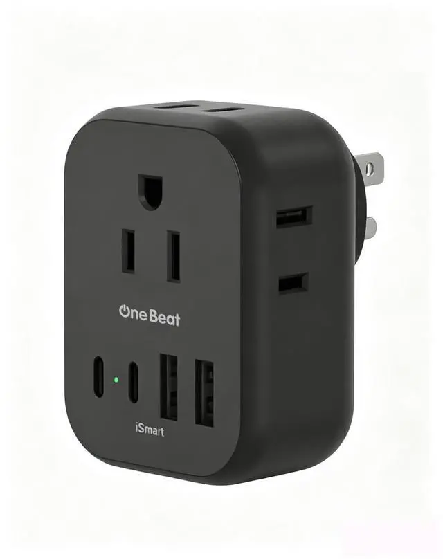 Main image of Travel Cruise Ship Essentials, Multi Plug Wall Outlet Extender with 4 Outlets 4 USB (2 USB-C), Cruise Approved Power Strip Non Surge Protector, USB Wall Charger, Small USB Outlet Plug Adapter, Black