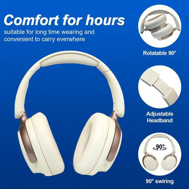 Alt view image 3 of 7 - Wireless Headphones Over Ear with ANC, 80H Playtime, Fast Charge, Active Noise Cancelling & Transparency Mode, Comfortable Wireless Headphones for Work & Travel, Builtin Mic, Foldable Design