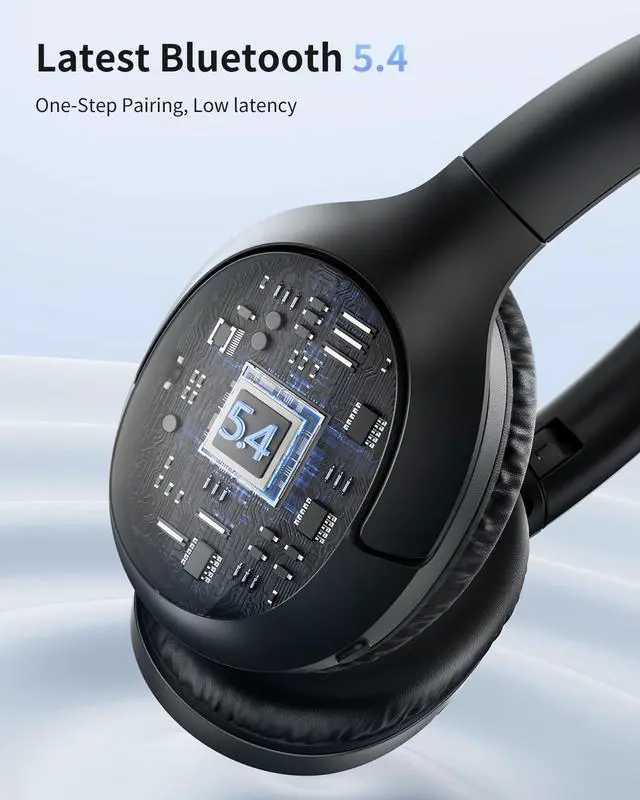 Alt view image 4 of 7 - HS7 Bluetooth Headphones Over Ear, 60H Playtime Wireless Headphones with Microphone, ENC Call Noise Cancelling Mic, Foldable Wireless Headset, Deep Bass for Home Office Cellphone PC
