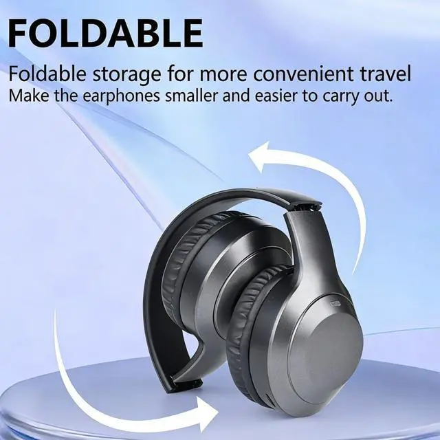 Alt view image 2 of 7 - Wireless Bluetooth 5.4 Headphones Over Ear ,Noise Reduction Wireless Headphones with Microphone/Deep Bass,Adjustable HiFi Stereo Foldable On Ear Headset for Sports Travel Cellphone Tablet Office