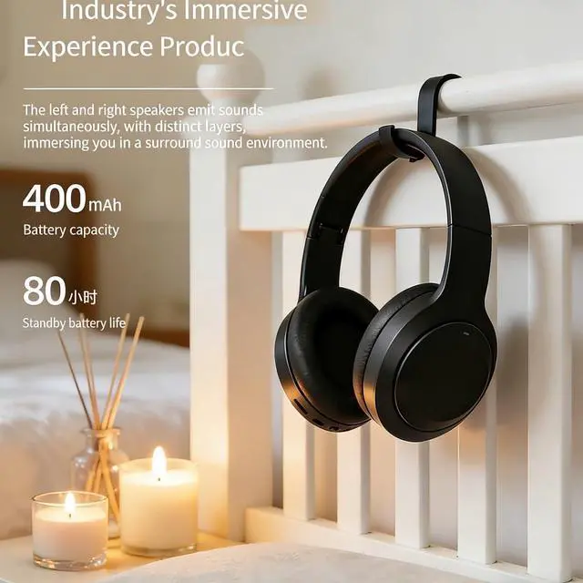 Alt view image 4 of 7 - Wireless Bluetooth 5.4 Headphones Over Ear ,Noise Reduction Wireless Headphones with Microphone/Deep Bass,Adjustable HiFi Stereo Foldable On Ear Headset for Sports Travel Cellphone Tablet Office