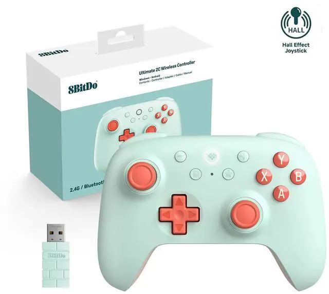 Main image of Ultimate 2C Wireless Controller for Windows PC & Android, Hall Effect Joysticks and Triggers, PC Controller with 1000 Hz Polling Rate, Remappable L4/R4 Bumpers, Mint