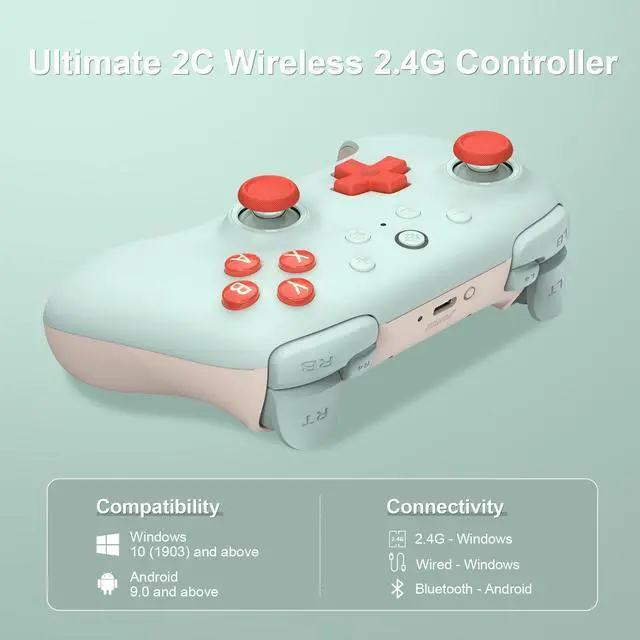 Alt view image 2 of 6 - Ultimate 2C Wireless Controller for Windows PC & Android, Hall Effect Joysticks and Triggers, PC Controller with 1000 Hz Polling Rate, Remappable L4/R4 Bumpers, Mint