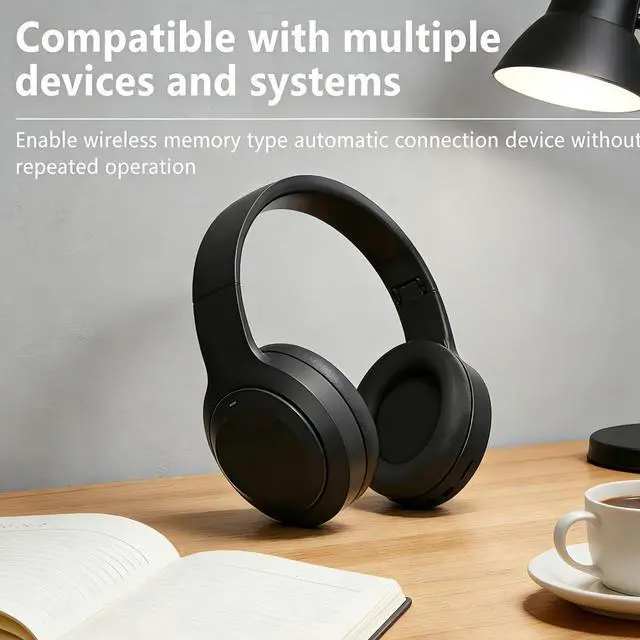 Alt view image 7 of 7 - Wireless Bluetooth 5.4 Headphones Over Ear ,Noise Reduction Wireless Headphones with Microphone/Deep Bass,Adjustable HiFi Stereo Foldable On Ear Headset for Sports Travel Cellphone Tablet Office