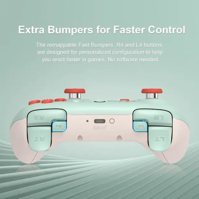 Alt view image 4 of 6 - Ultimate 2C Wireless Controller for Windows PC & Android, Hall Effect Joysticks and Triggers, PC Controller with 1000 Hz Polling Rate, Remappable L4/R4 Bumpers, Mint