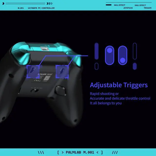 Alt view image 5 of 7 - M001 Ultimate Controller - Wireless Gaming Pro Controller with Hall Effect Joysticks Adjustable Triggers RGB Lights Turbo&Vibration - Work for Switch,Android,iOS,Steam and PC