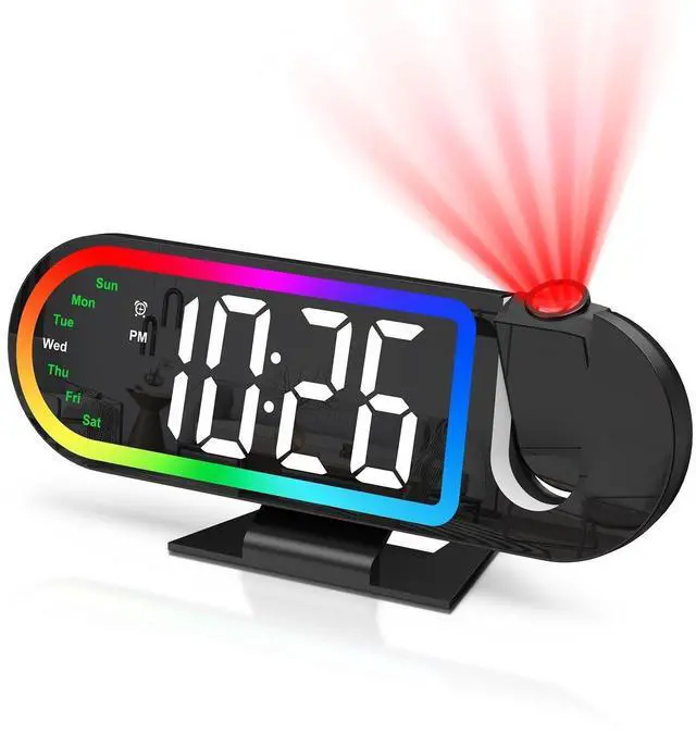 Main image of Projection Alarm Clock for Bedroom Ceiling 8.5" Large Display, 4-Level Brightness, USB Powered, Snooze & Night Mode, Alarm Clock with Projector for Wall or Ceiling Use
