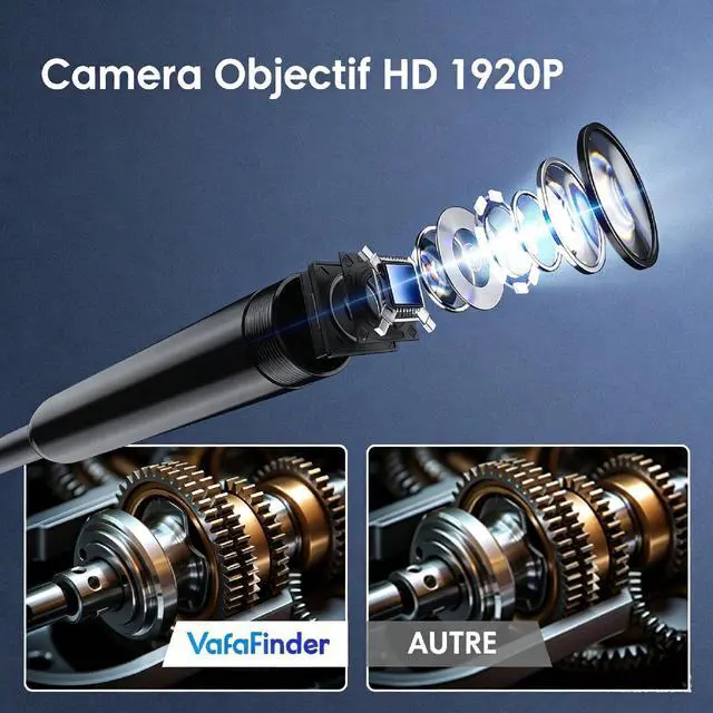 Alt view image 4 of 6 - Endoscope Camera with Light, 1920P HD Borescope Camera with 8 Adjustable LED, 16.4FT Semi-Rigid Snake, IP67 Waterproof 8mm Inspection for iOS and Android (Single-Lens)