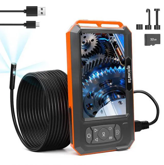 Main image of Endoscope Camera with Light, 5" IPS 1920P HD Borescope with Triple Lens, Inspection Borescope with 16.4FT Semi-Rigid Snake Cable and 32GB Card, IP67 Waterproof Drain Camera for Sewer/Pipe/Automotive