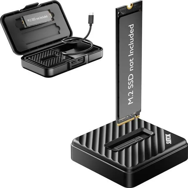 Main image of M.2 NVMe SATA SSD Reader with Storage Box, 10Gbps M2 to USB A to C Adapter for External PCIE NGFF Drives, Tool-Free Docking Station Supporting 22110 2280 2260 2242 2230 Data Transfer Recovery