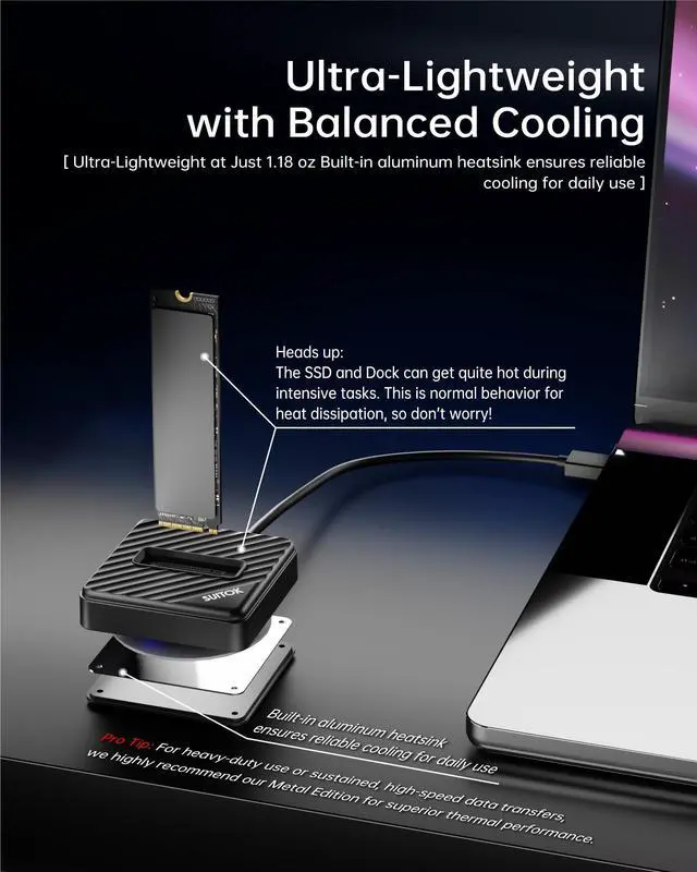 Alt view image 6 of 7 - M.2 NVMe SATA SSD Reader with Storage Box, 10Gbps M2 to USB A to C Adapter for External PCIE NGFF Drives, Tool-Free Docking Station Supporting 22110 2280 2260 2242 2230 Data Transfer Recovery