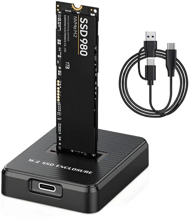 Main image of M.2 NVME SATA SSD Enclosure Adapter, 10Gbps USB 3.2 Gen 2 USB C External, Aluminium Alloy Housing, Supports M.2 (M Key) NVMe & (B+M Key) SATA SSDs, Plug and Play External Storage Solution