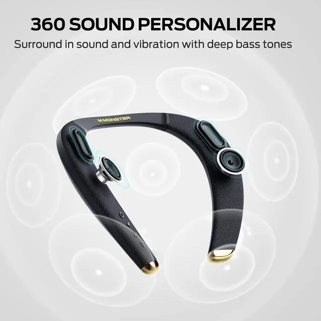 Alt view image 2 of 6 - Boomerang Petite Neckband Bluetooth Speakers, Neck Speaker with 15H Playtime, aptX High Fidelity 3D Stereo Sound, Low Latency, Built-in Mic, IPX5 Waterproof Wearable for Home Outdoor