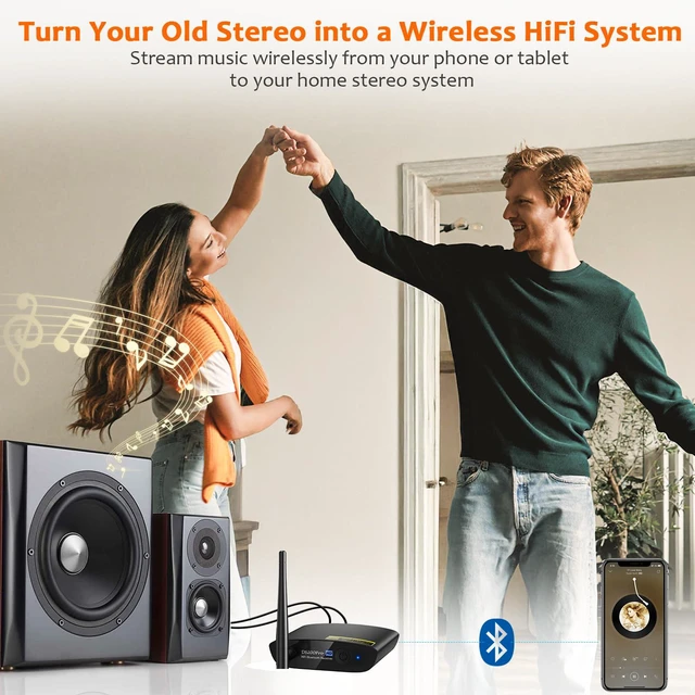 Alt view image 4 of 7 - DS200Pro Bluetooth 5.3 Receiver for Home Stereo, HiFi Wireless Audio Adapter with LDAC, Built-in DAC, Long Range, Optical & RCA Outputs