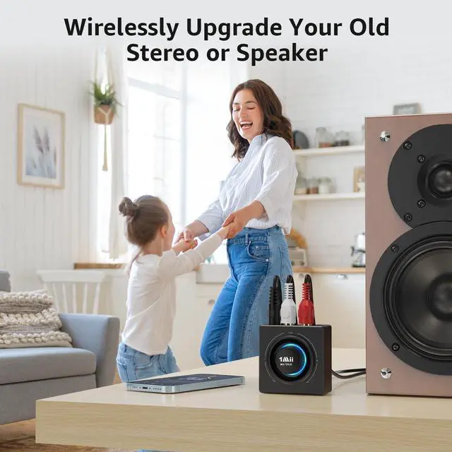 Alt view image 2 of 7 - B06T3 Bluetooth 6.0 Receiver for Home Stereo, Knob Volume Control, RCA & 3.5mm AUX Jack, Wireless Audio Adapter for Old Speakers, Wired Speakers, Home Audio Music Streaming Stereo System