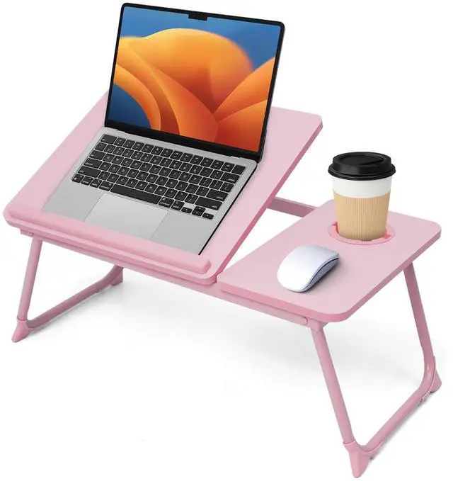 Main image of Lap Desk for Couch/Sofa/Floor, 5-Angle Adjustable Bed Desk with Foldable Legs &Cup Holder, Light Weight Bed Tray Table for Writing/Eating/Reading, Portable Laptop Stand for Adults, Kids