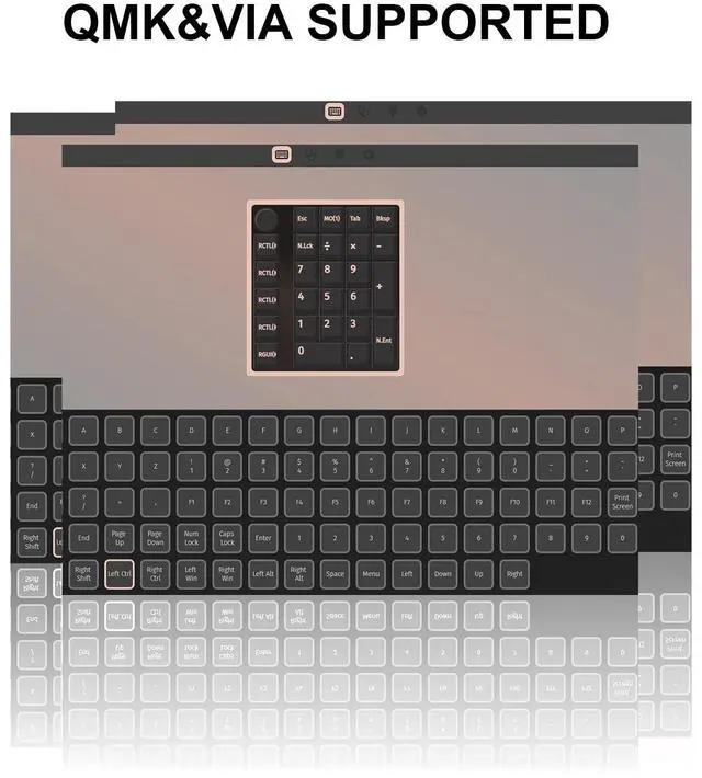 Alt view image 5 of 7 - GMK26 Mechanical Numpad,VIA Macro Keypad BT5.0/2.4ghz/Type C Wireless Number Pad RGB HotSwap Numeric Keypads with Knob,PBT Keycaps Gasket Rechargeable Number Keypad for PC Laptop Desktop (White)