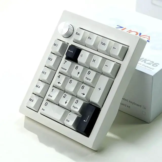 Alt view image 7 of 7 - GMK26 Mechanical Numpad,VIA Macro Keypad BT5.0/2.4ghz/Type C Wireless Number Pad RGB HotSwap Numeric Keypads with Knob,PBT Keycaps Gasket Rechargeable Number Keypad for PC Laptop Desktop (White)