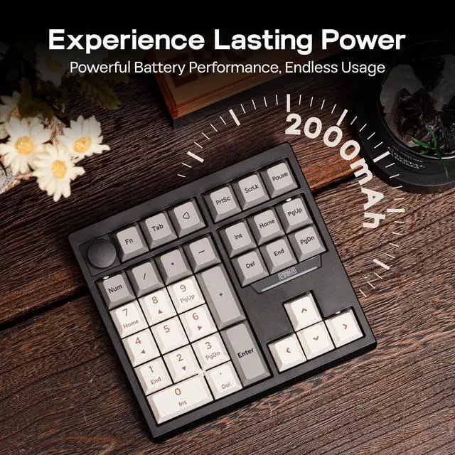 Alt view image 7 of 7 - TH33 Wireless Mechanical Numpad, VIA, BT/2.4G/USB, Hot-Swap, RGB Backlit, Gasket, PBT Keycap, Creamy Switch, Number Pad with Arrow Keys & Knob for PC/Mac