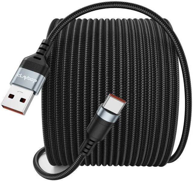 Main image of USB A to USB C Cable 30ft Charging 18W, Extra Long USB-C Charge Cord 30 Foot, Type C Only Charge Cables Braided Black for Car DashCam iPhone 17/16/15 Galaxy S25/24/23 Pixel XL/2/3/4XL