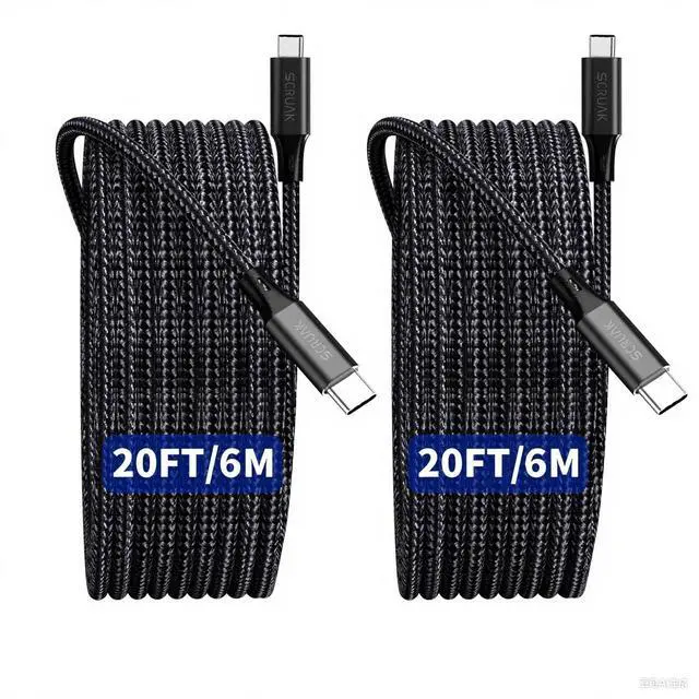 Main image of 2-Pack Extra Long iPhone 16 17 Charger Cable 20Ft, 20Feet USB C to C Cable Fast Charging Nylon Braided iPhone 16 17 USB C Charger Cord for iPhone 16,17 Air,16/17 Pro,16/17 Pro Max/iPad Pro/Air/Min6