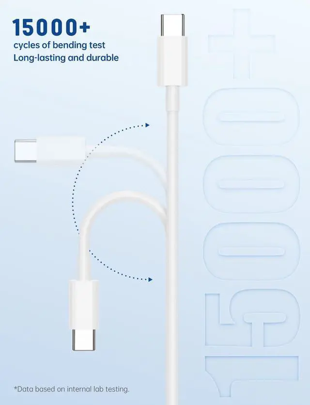 Alt view image 7 of 7 - 15FT USB C to USB C Cable, 60W USBC to USBC Cord, Extra Long Type C to Type C Fast Charging Cable for iPhone 17 16 15 Pro Plus Pro Max,Galaxy S26/S25/S24,iPad Pro/Air,MacBook Pro/Air and More