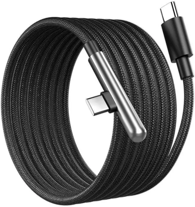 Main image of 16FT USB C Cable Fast Charging 240W,Extra Long USB C to USB C Cable 16foot Type C Right Angle Charger Data Cord Braided for iPhone 17 16 Pro Max 15/iPad/MacBook Pro Air/Galaxy S26 S25 S24 Ultra,Black