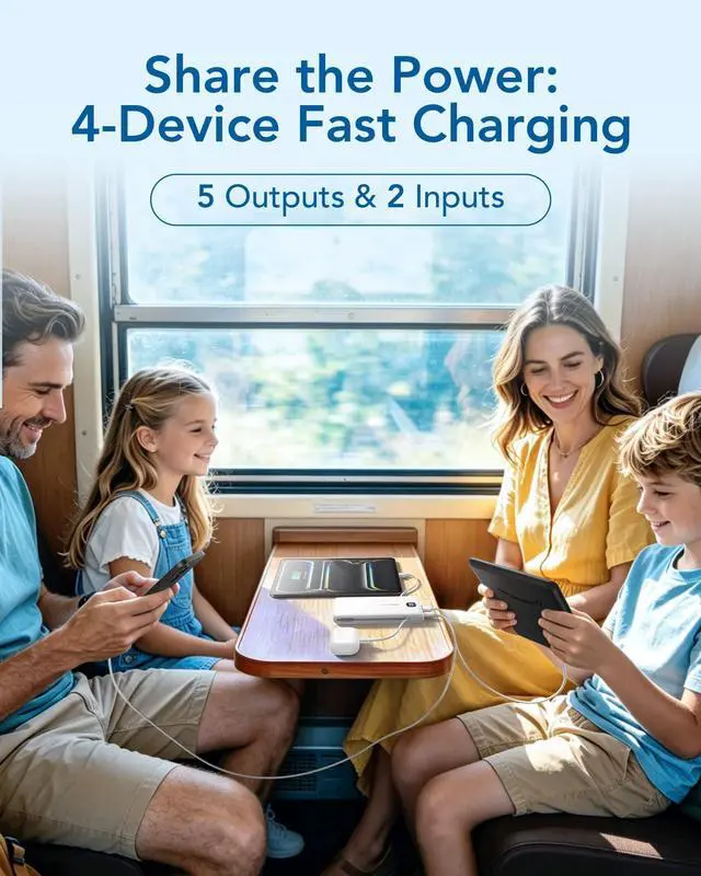 Alt view image 7 of 7 - Portable Charger with Built in Cables 10000mAh, Power Bank for iPhone with AC Wall Plug, Fast Charging USB C Slim Battery Pack with LED Display Compatible with iPhone 17/16/15, Samsung