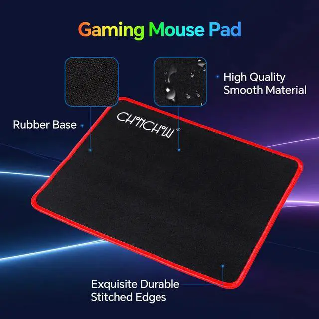 Alt view image 6 of 6 - Gaming Keyboard Mouse Mousepad and Headset with mic Combo All in One USB Wired RGB Backlit Rainbow Side Button Gamer Bundle Set Compatible with PC Windows Xbox one PS4 PS5(Black)