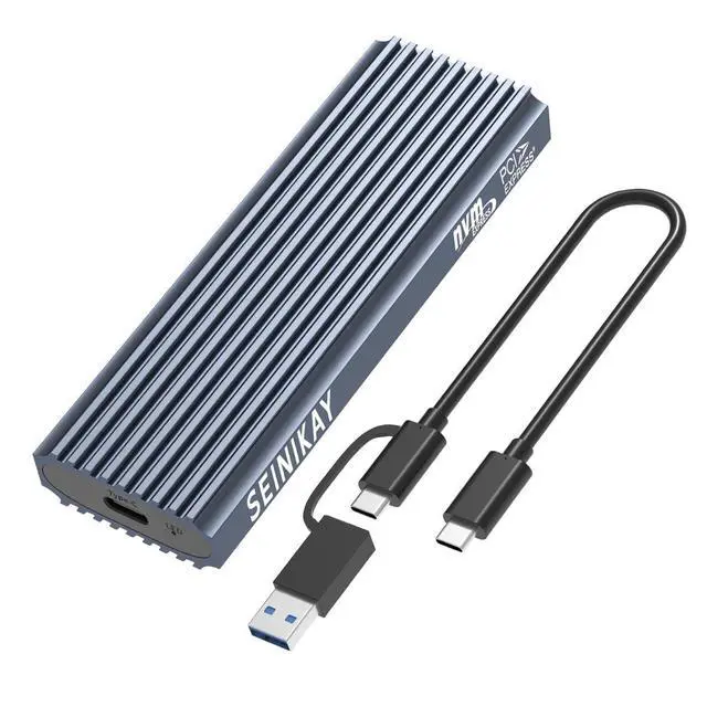 Main image of M.2 NVME Enclosure, Tool-Free USB 3.2 Gen 2 (10 Gbps) to NVME Adapter with Heat Sink, 10Gbps Speed, Plug and Play, 16TB Expansion, with C-C to A Cable