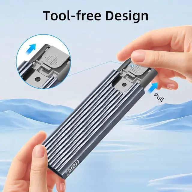 Alt view image 7 of 7 - M.2 NVME Enclosure, Tool-Free USB 3.2 Gen 2 (10 Gbps) to NVME Adapter with Heat Sink, 10Gbps Speed, Plug and Play, 16TB Expansion, with C-C to A Cable