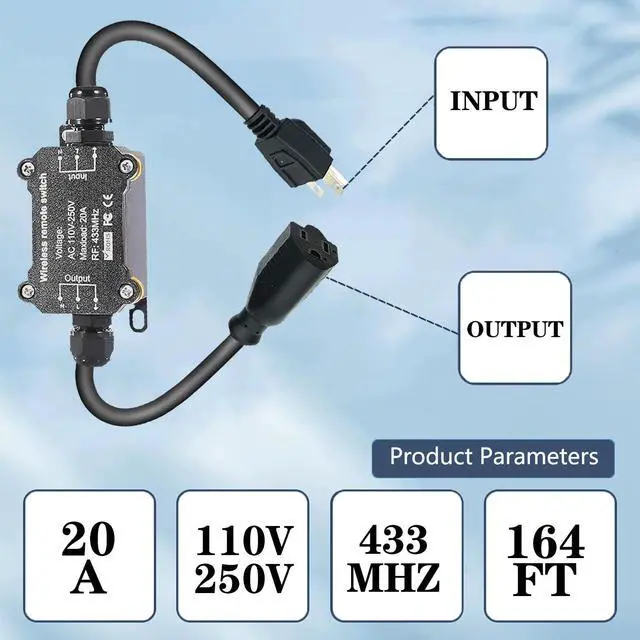 Alt view image 3 of 6 - AC110V Waterproof Remote Control Power Switch with 164ft Long Range,AC110V/120V/250V/20A Wireless Remote Switch with Outdoor Weatherproof Smart Outlet for asmonitor, Printer, Speakers ECS