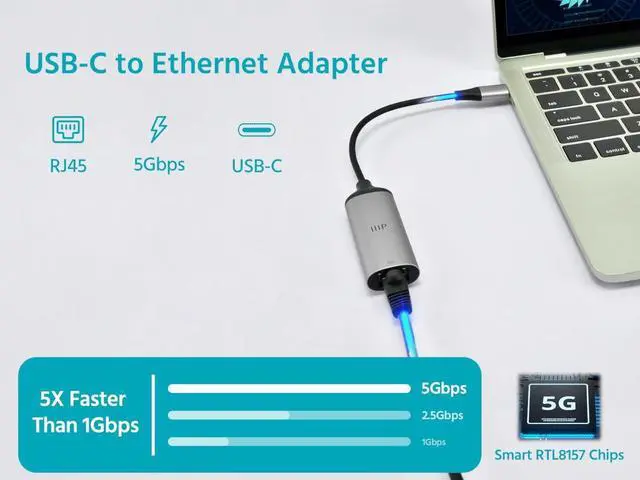 Alt view image 2 of 4 - USB-C to 5Gbps Ethernet Adapter