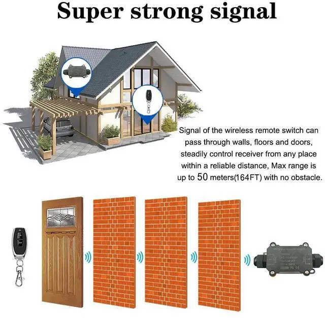 Alt view image 2 of 6 - AC110V Waterproof Remote Control Power Switch with 164ft Long Range,AC110V/120V/250V/20A Wireless Remote Switch with Outdoor Weatherproof Smart Outlet for asmonitor, Printer, Speakers ECS