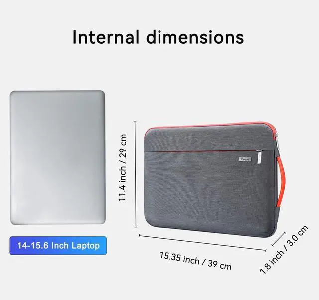 Alt view image 6 of 7 - Laptop Sleeve Case 15.6 16 Inch with Handle, 360° Protective Waterproof Slim Computer Bag Cover Compatible with MacBook Pro M2/M3/M4 16, HP Acer Lenovo Yoga ThinkPad Asus Laptop, Grey