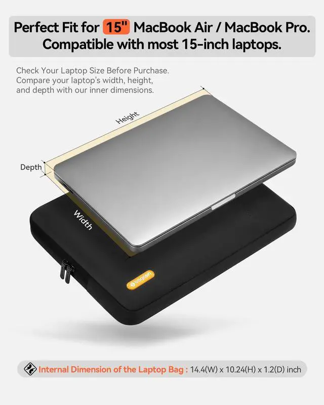 Alt view image 2 of 7 - Laptop Sleeve Case, 15 15.6 16 inch Laptop Sleeve with Accessory Pocket,Compatible with MacBook Air M5 A3448 M4 A3241 M3 A3114 M2 A2941 2026-2023, Dell XPSLenovo, Asus