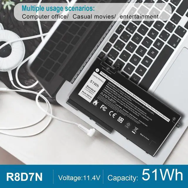 Alt view image 5 of 6 - R8D7N 1V1XF Laptop Battery Replacement for Dell Inspiron 3540 M3550 Latitude 5400 5500 5510 7590/7591/7791 2-in-1 P80F P80F001 P84F H82T6 0C5GV2 W8GMW 0W8GMW 0R8D7N