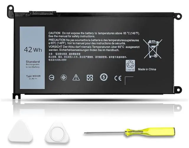 Main image of WDX0R 42Wh Laptop Battery for Dell Inspiron 13 5368 5378 15 5567 7560 17 5767 Series Vostro 14 5468 Latitude 3189 Replaces T2JX4 FC92N 3CRH3 | 11.4V Li-ion