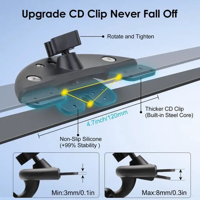 Alt view image 3 of 7 - 2 in 1 CD Slot Tablet Car Mount, Universal 360° Rotation CD Player Car Phone Holder for 4-11in Devices, Black