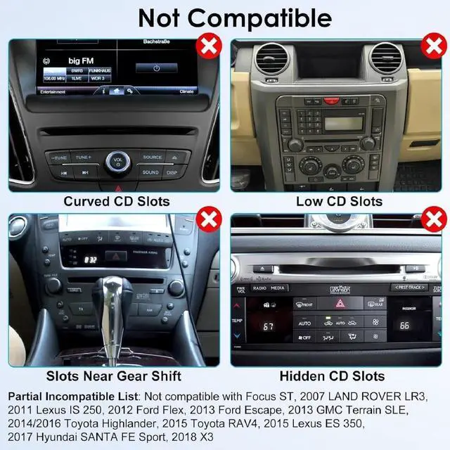 Alt view image 4 of 7 - 2 in 1 CD Slot Tablet Car Mount, Universal 360° Rotation CD Player Car Phone Holder for 4-11in Devices, Black