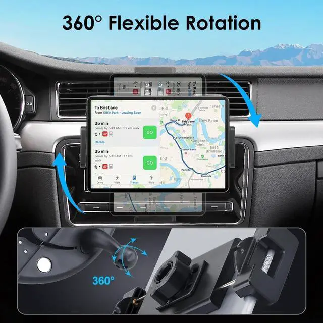 Alt view image 6 of 7 - 2 in 1 CD Slot Tablet Car Mount, Universal 360° Rotation CD Player Car Phone Holder for 4-11in Devices, Black