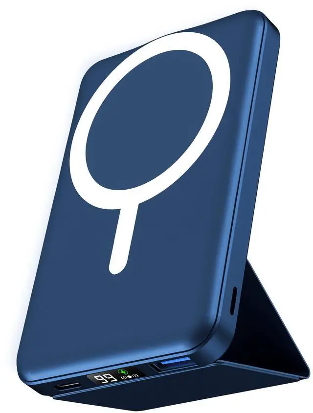 Main image of for Magsafe Battery Pack, Foldable 10000mAh Magnetic Power Bank with USB-C Cable LED Display 22.5W PD Fast Charging Wireless Portable Charger for iPhone 17/16/15/14/13/12 Series-Navy Blue