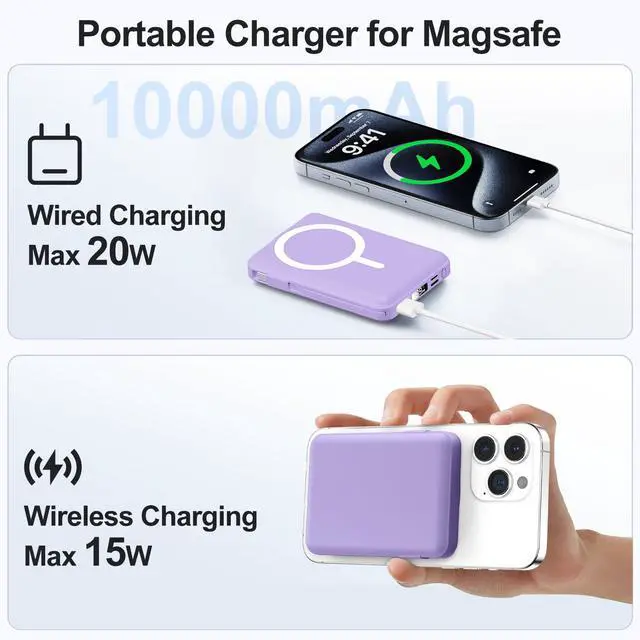 Alt view image 2 of 7 - for Magsafe Portable Charger - 10000mAh Battery Pack for Magsafe