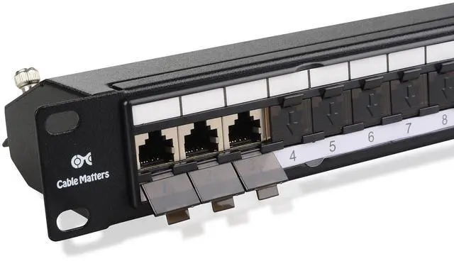 Main image of Rackmount or Wall Mount 24-Port Shielded RJ45 Patch Panel with Jack Shutter
