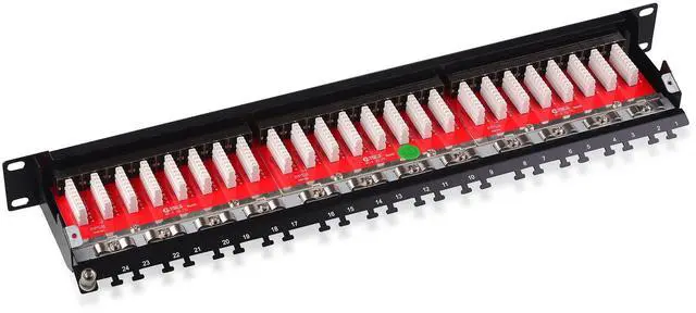 Alt view image 3 of 7 - Rackmount or Wall Mount 24-Port Shielded RJ45 Patch Panel with Jack Shutter