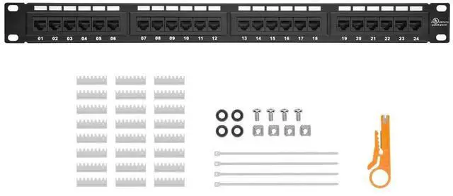 Alt view image 5 of 6 - 24-Port Cat6 Patch Panel, 110 Type (568A/B Compatible) 19-Inch For Rackmount, 1U, UL