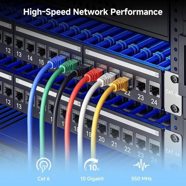 Alt view image 2 of 7 - 1U 19-Inch 24-Port 10Gbps Cat6A Ethernet Patch Panel with Inline Keystone and Cable Management Bar, Rackmount or Wall Mount RJ45 Patch Panel