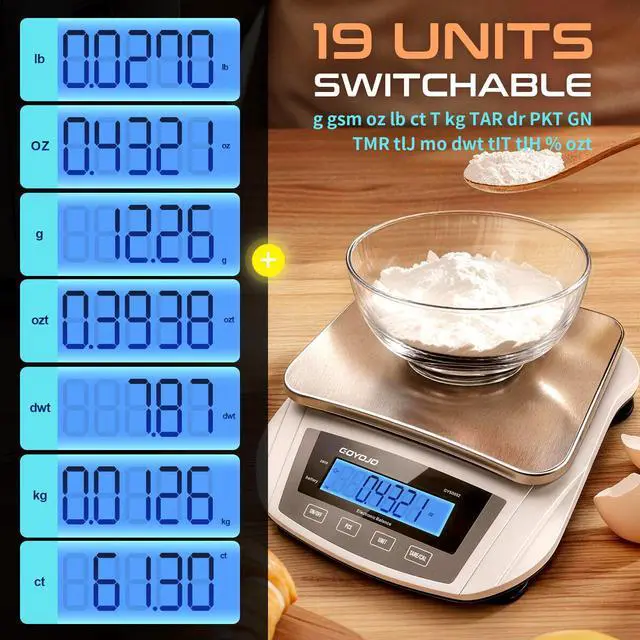 Alt view image 2 of 7 - Digital Analytical Balance and Lab Scale, 5000g Capacity, 0.01g Precision, Stainless Steel, Multi-Unit (g/oz/ct/lb) for Jewelry, Kitchen, and Lab Reliable, Accurate, Easy to Use, Black Panel