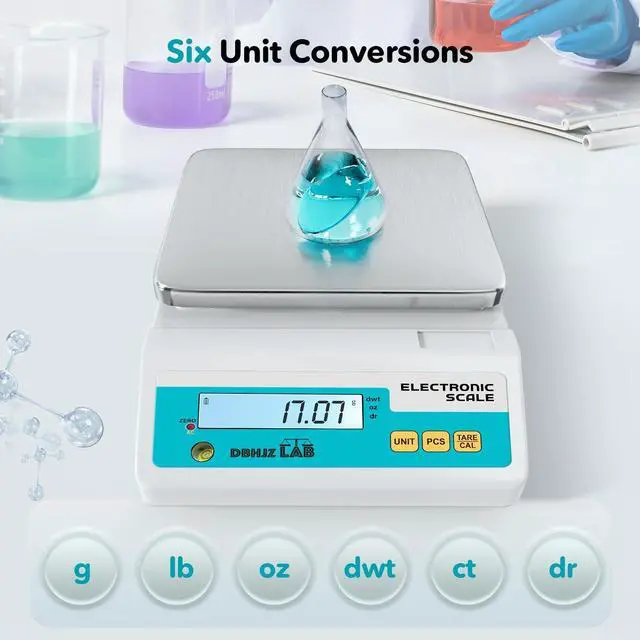 Alt view image 3 of 6 - Lab Scale 3000g x 0.01g High Precision Electronic Analytical Balance g/lb/oz/dw/ct/dr Laboratory Scientific Scale with Calibration Weight Dual Power Supply Jewelry Scale